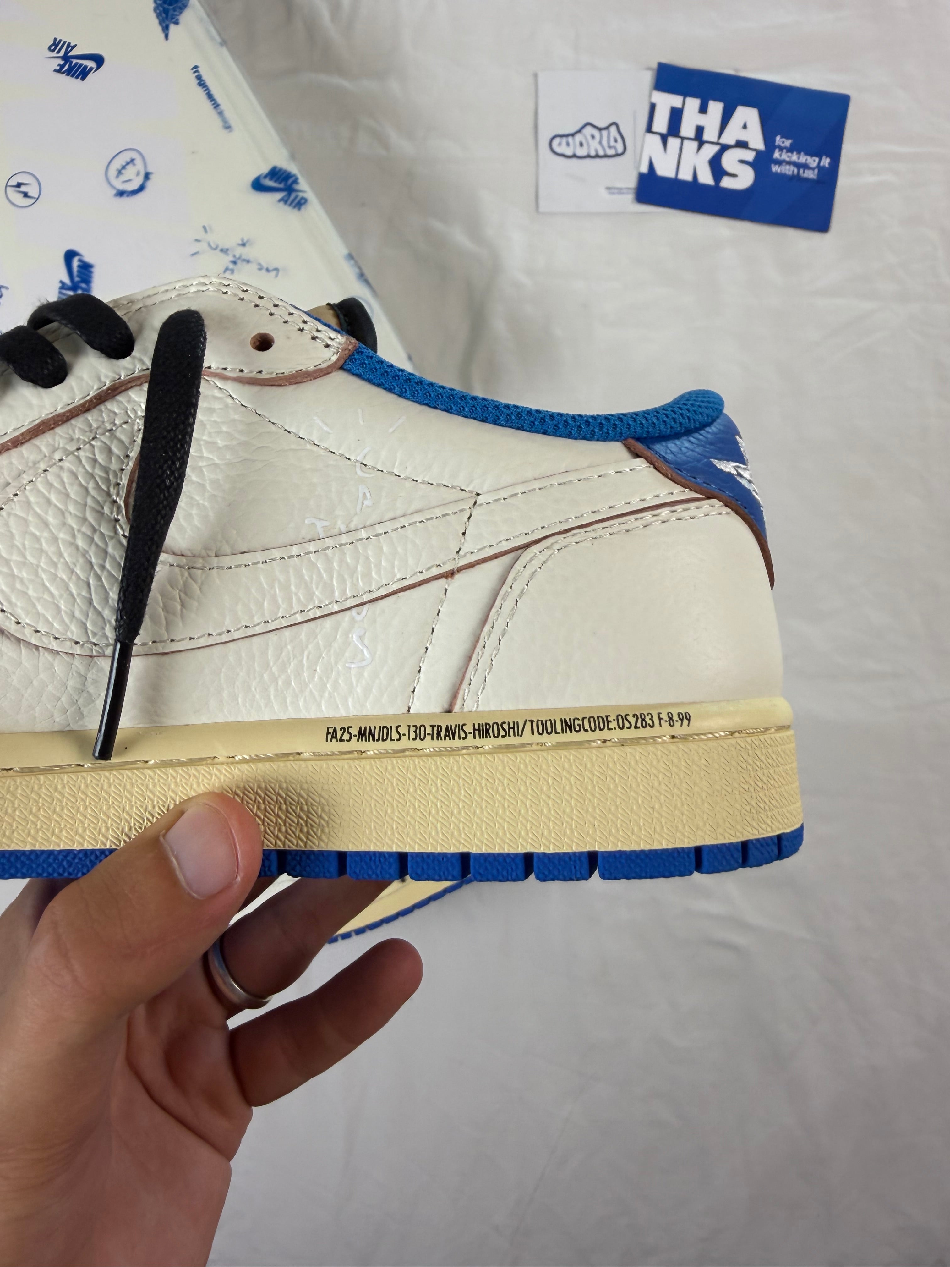 Fragment Design x Travis Scott x Jordan 1 Low OG SP 'Sail Military Blue'