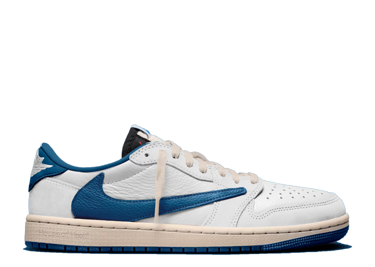 Fragment Design x Travis Scott x Jordan 1 Low OG SP 'Sail Military Blue'