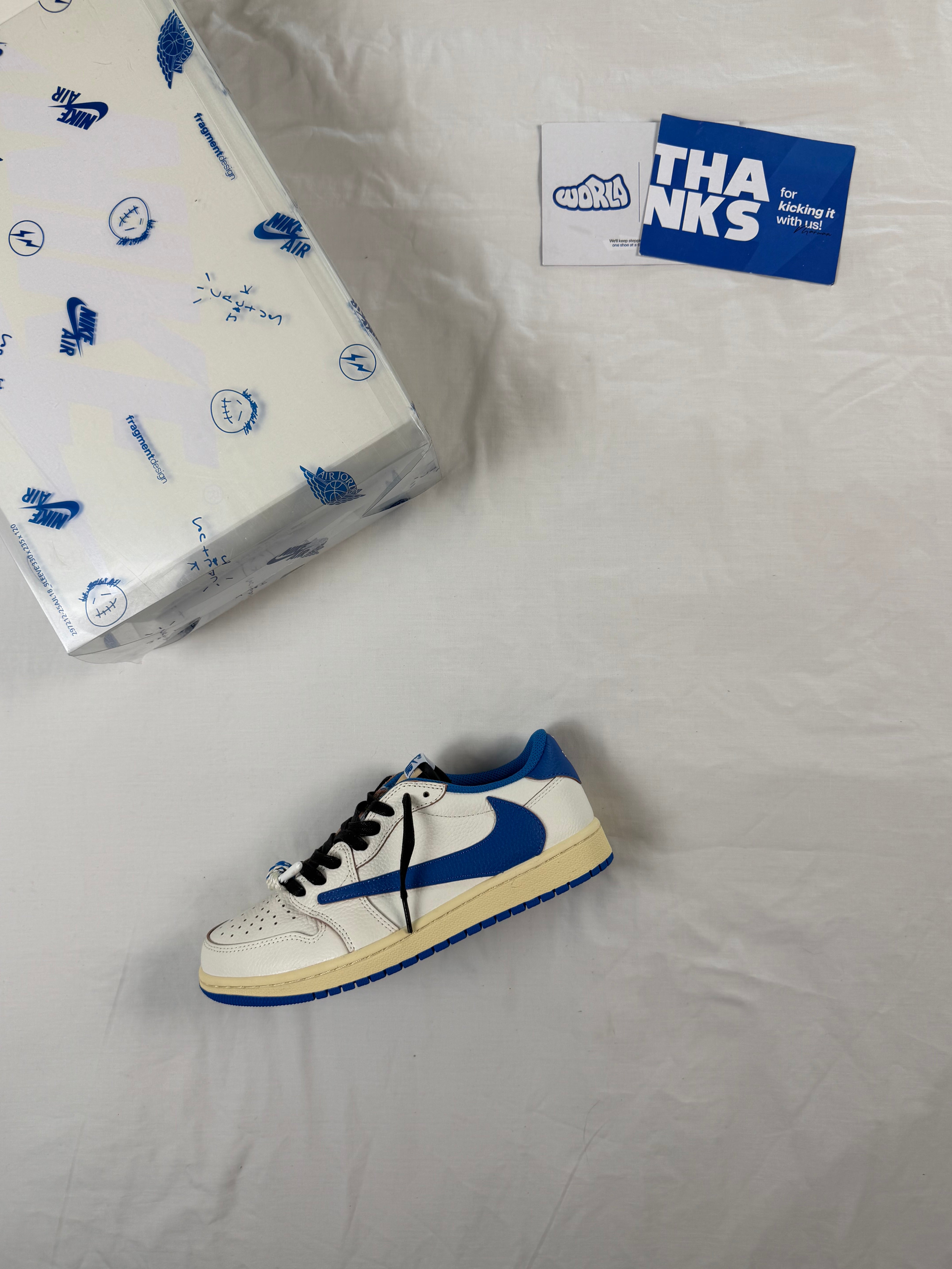 Fragment Design x Travis Scott x Jordan 1 Low OG SP 'Sail Military Blue'