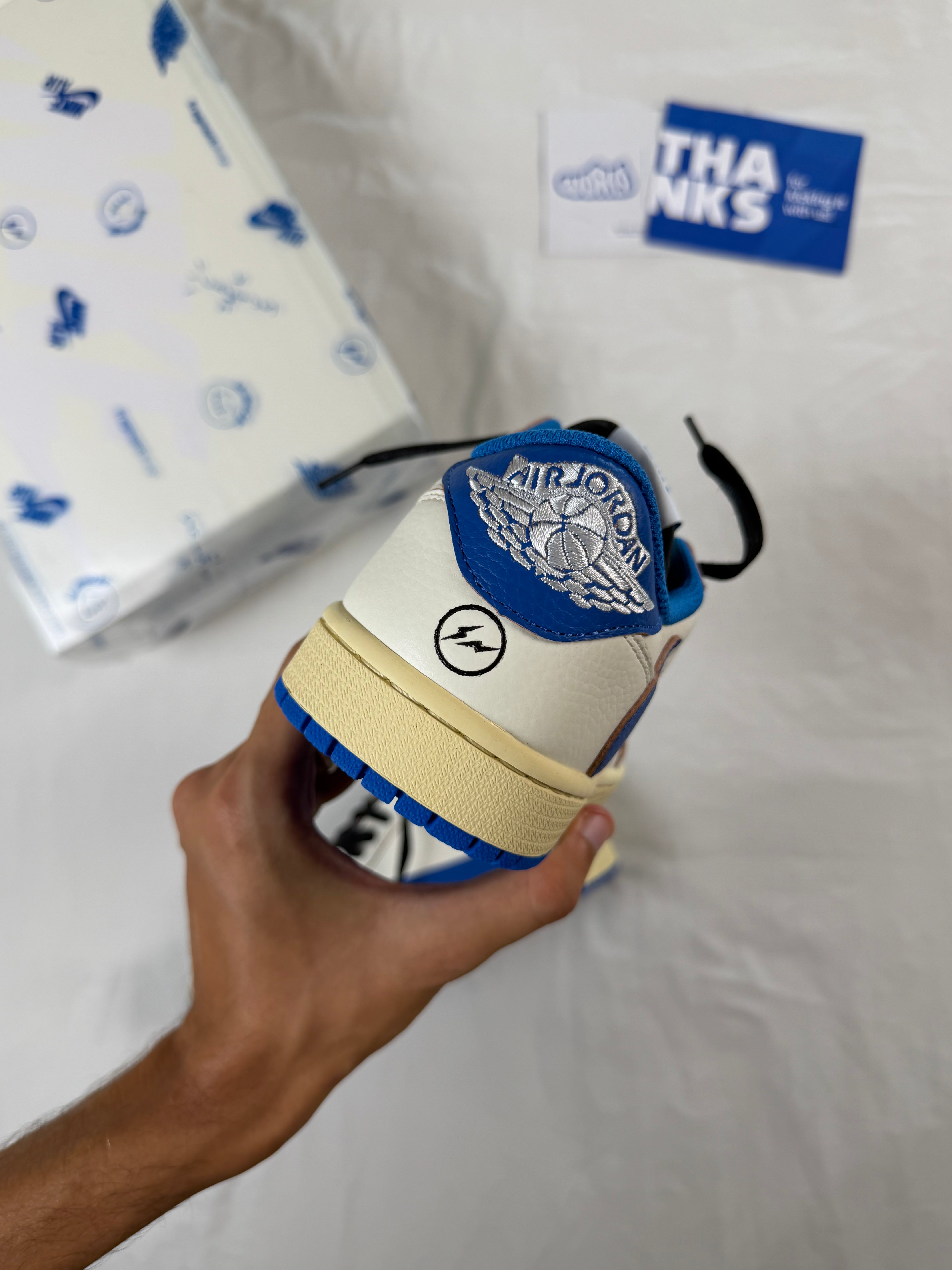 Fragment Design x Travis Scott x Jordan 1 Low OG SP 'Sail Military Blue'