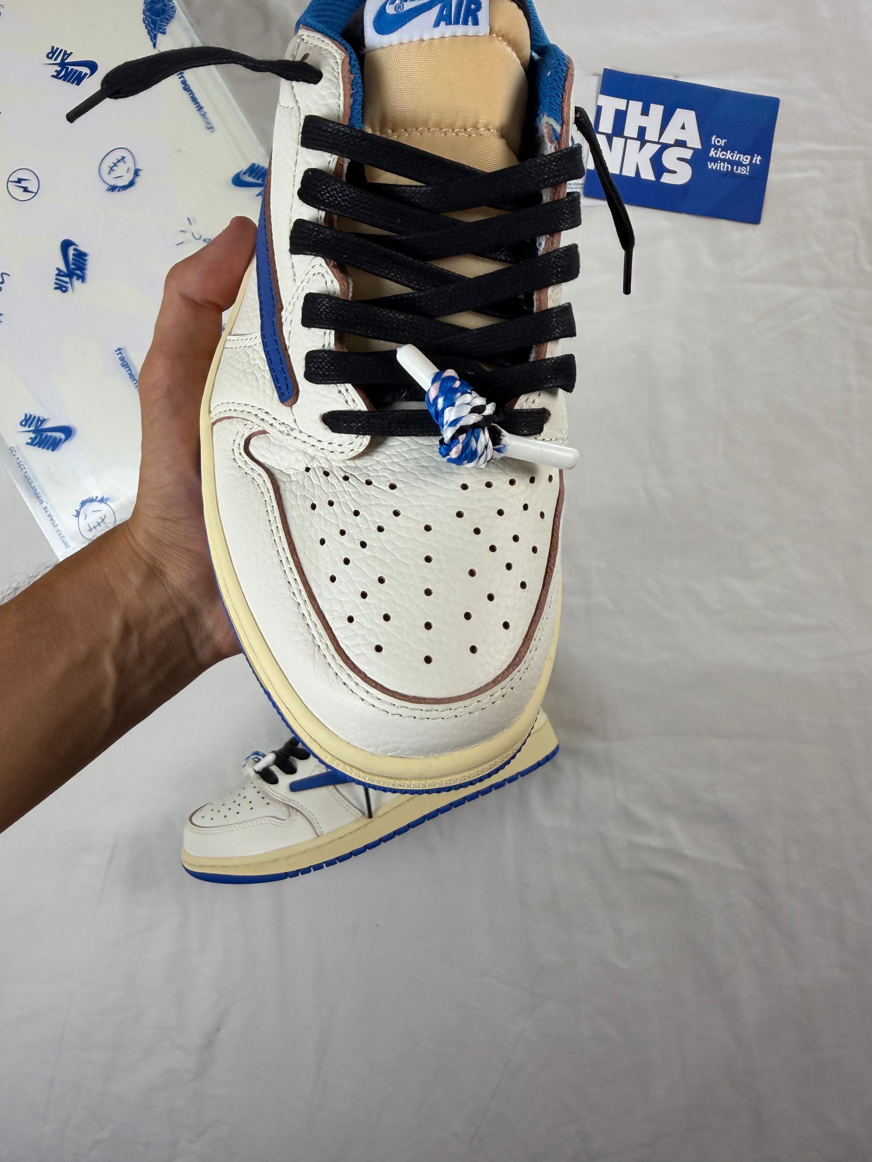 Fragment Design x Travis Scott x Jordan 1 Low OG SP 'Sail Military Blue'
