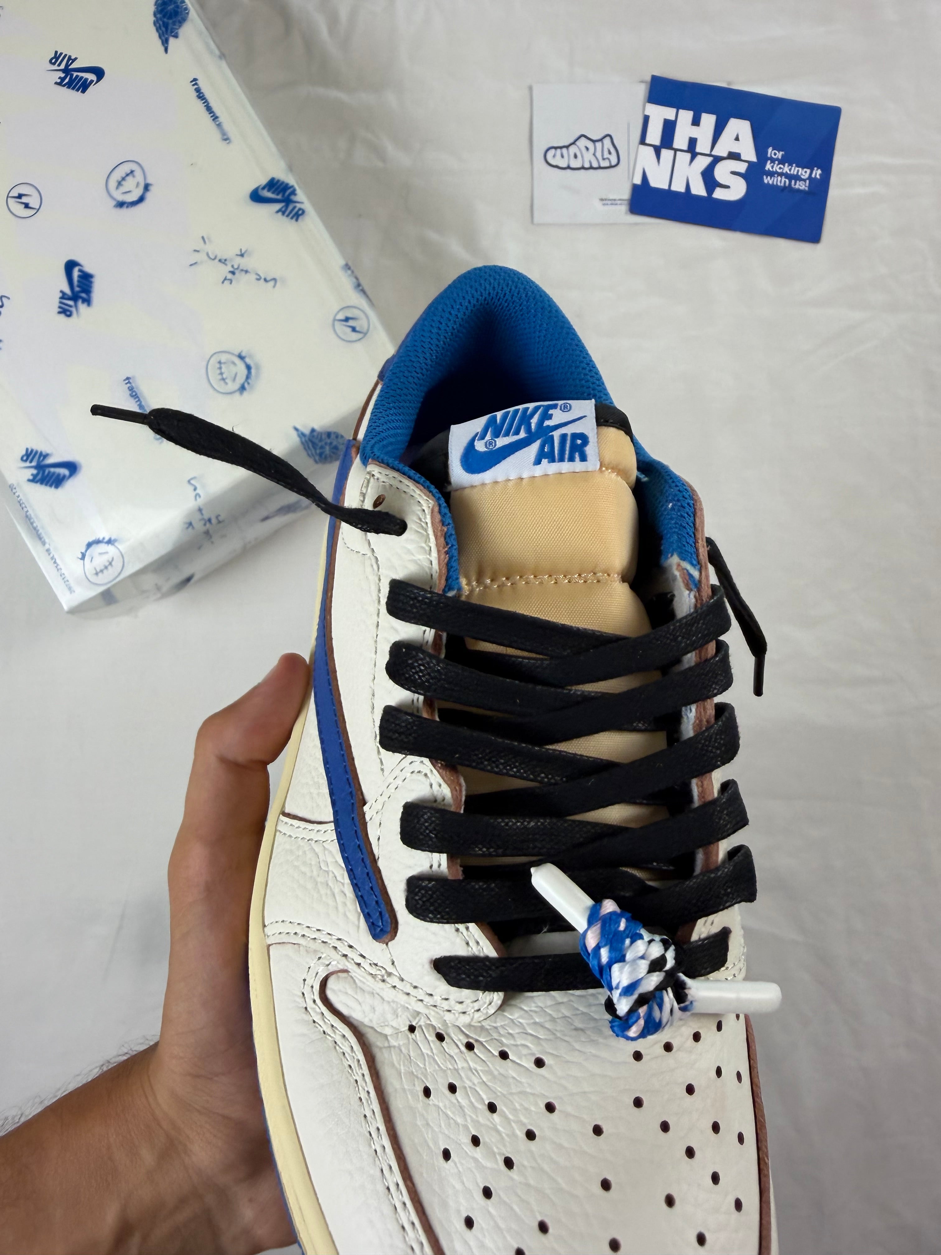 Fragment Design x Travis Scott x Jordan 1 Low OG SP 'Sail Military Blue'