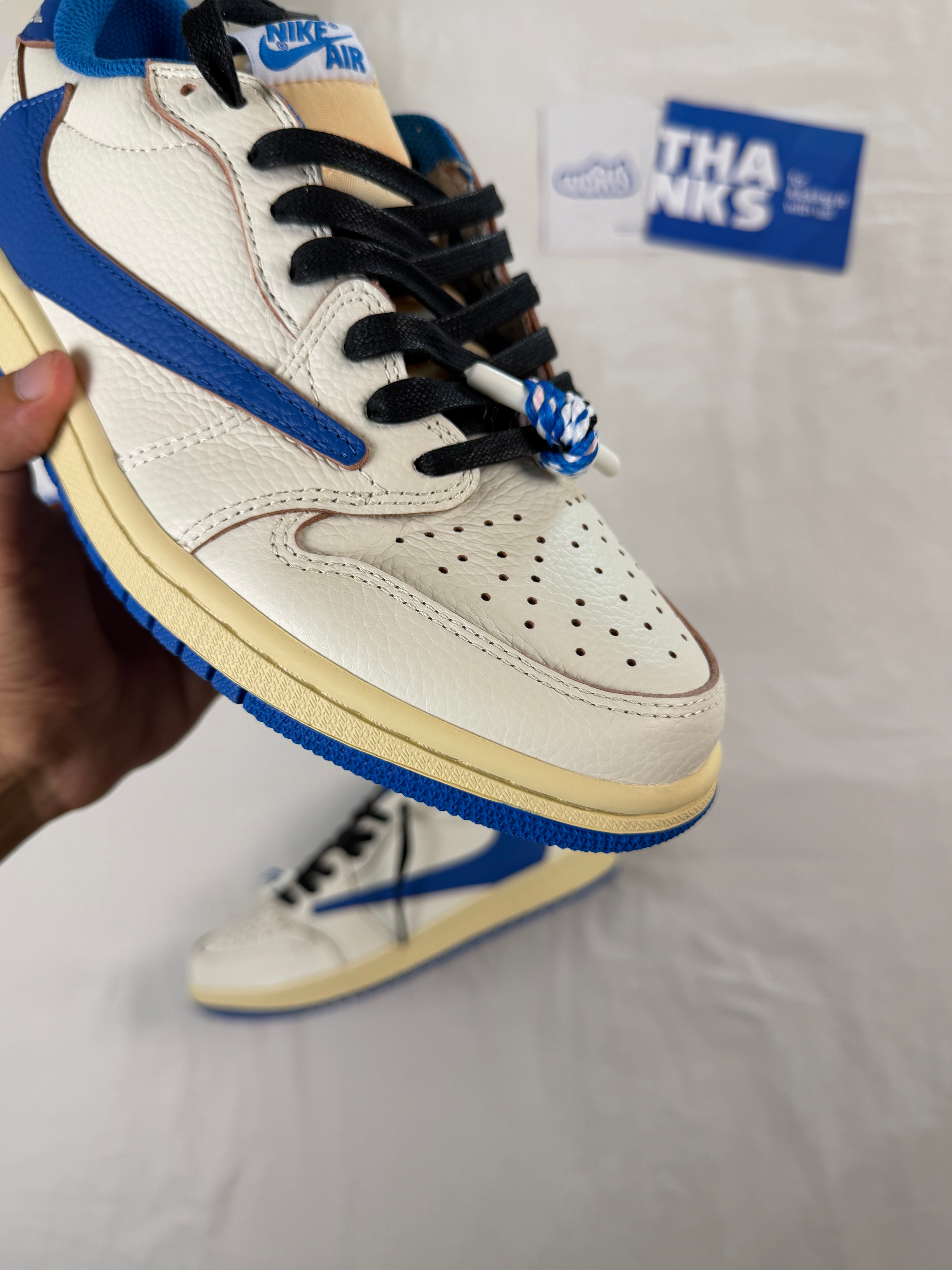 Fragment Design x Travis Scott x Jordan 1 Low OG SP 'Sail Military Blue'