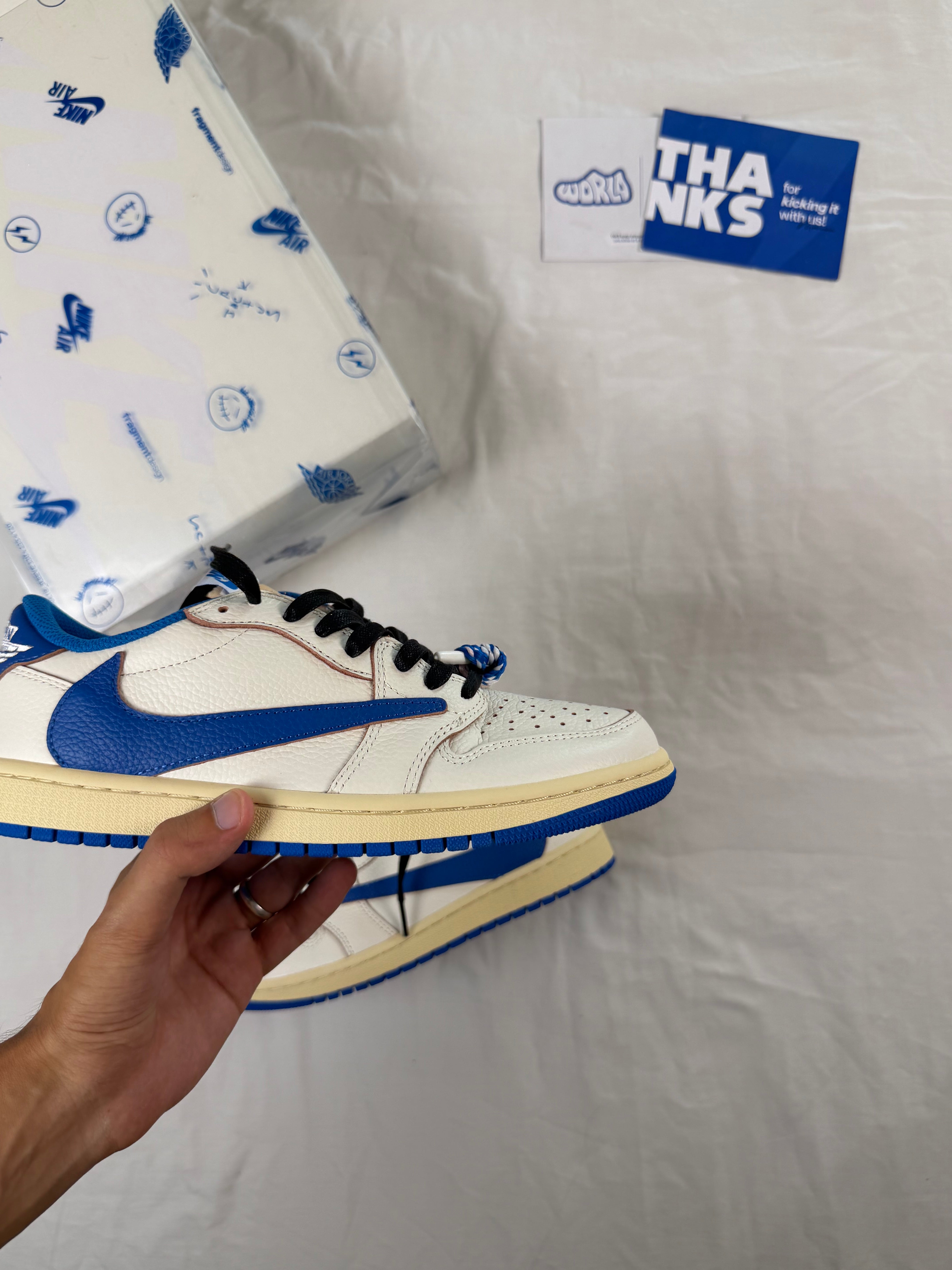 Fragment Design x Travis Scott x Jordan 1 Low OG SP 'Sail Military Blue'