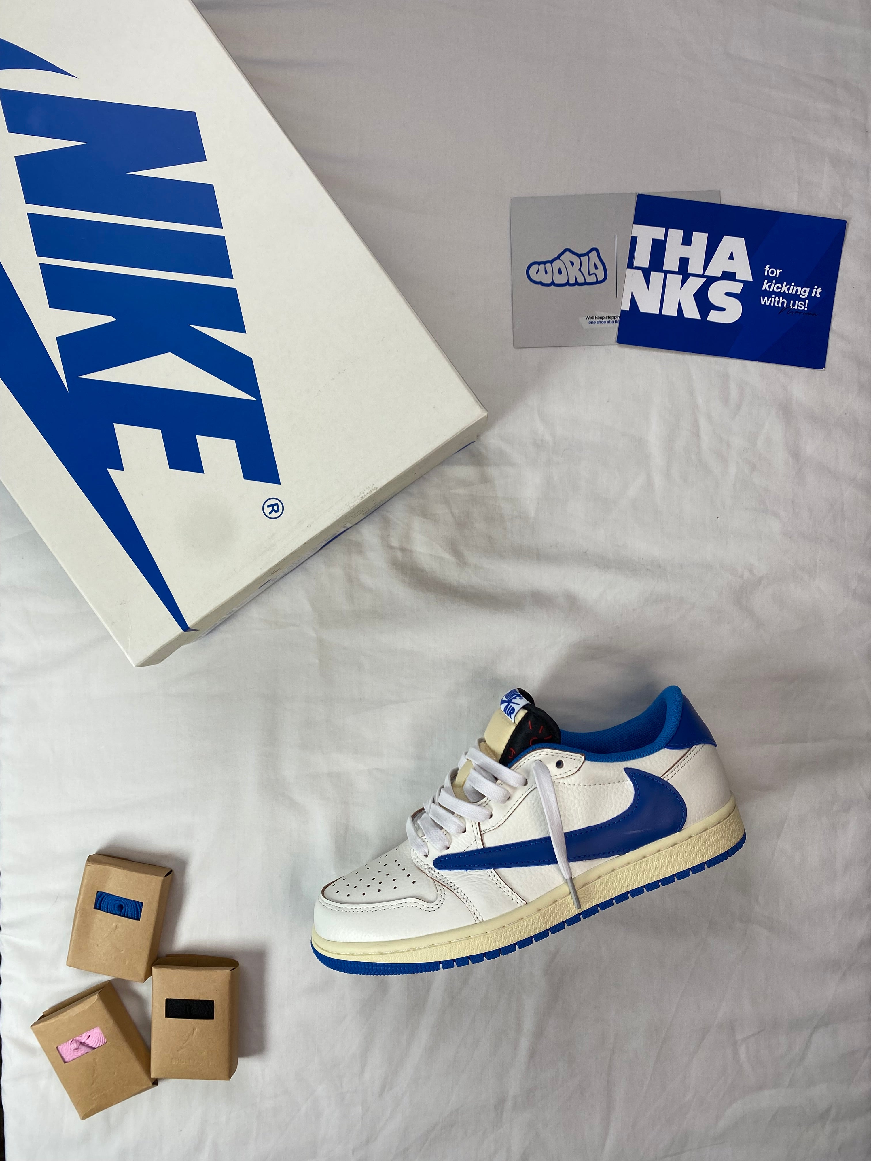 Fragment Design x Travis Scott x Jordan 1 Low OG SP 'Sail Military Blue'