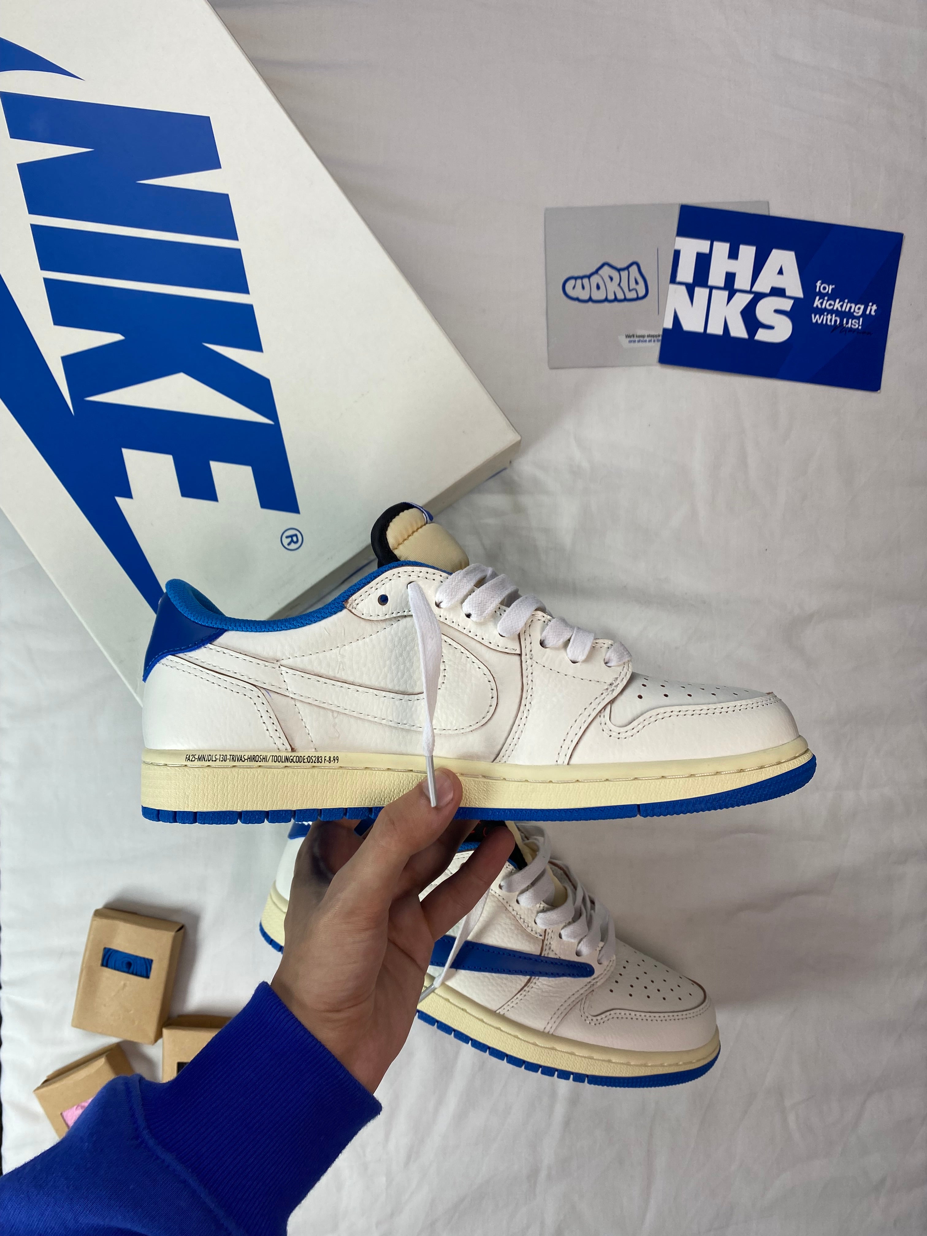 Fragment Design x Travis Scott x Jordan 1 Low OG SP 'Sail Military Blue'