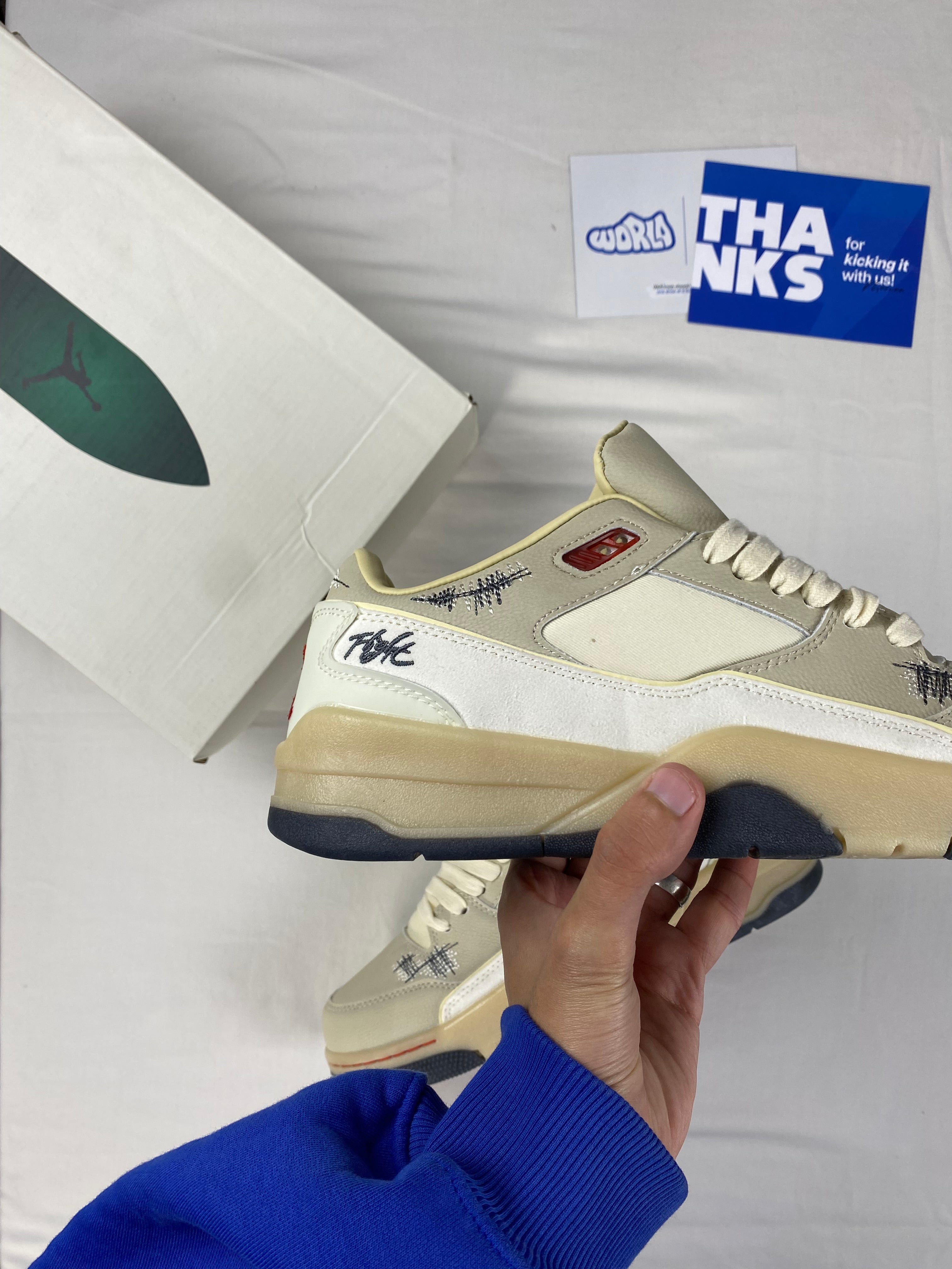 Who Decides War x Jordan Flight Court 'The World Is Your Court - Crèpe'