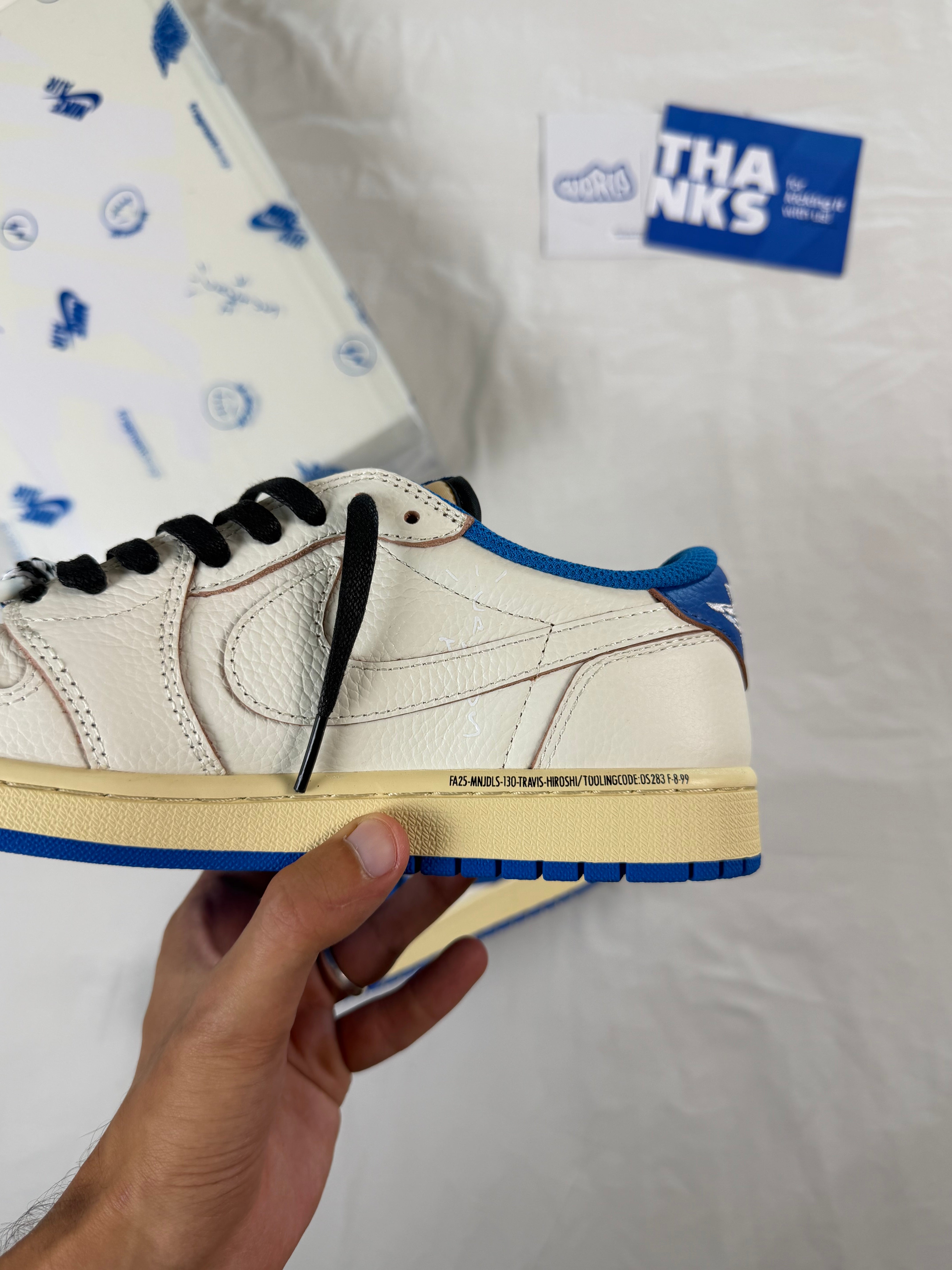 Fragment Design x Travis Scott x Jordan 1 Low OG SP 'Sail Military Blue'