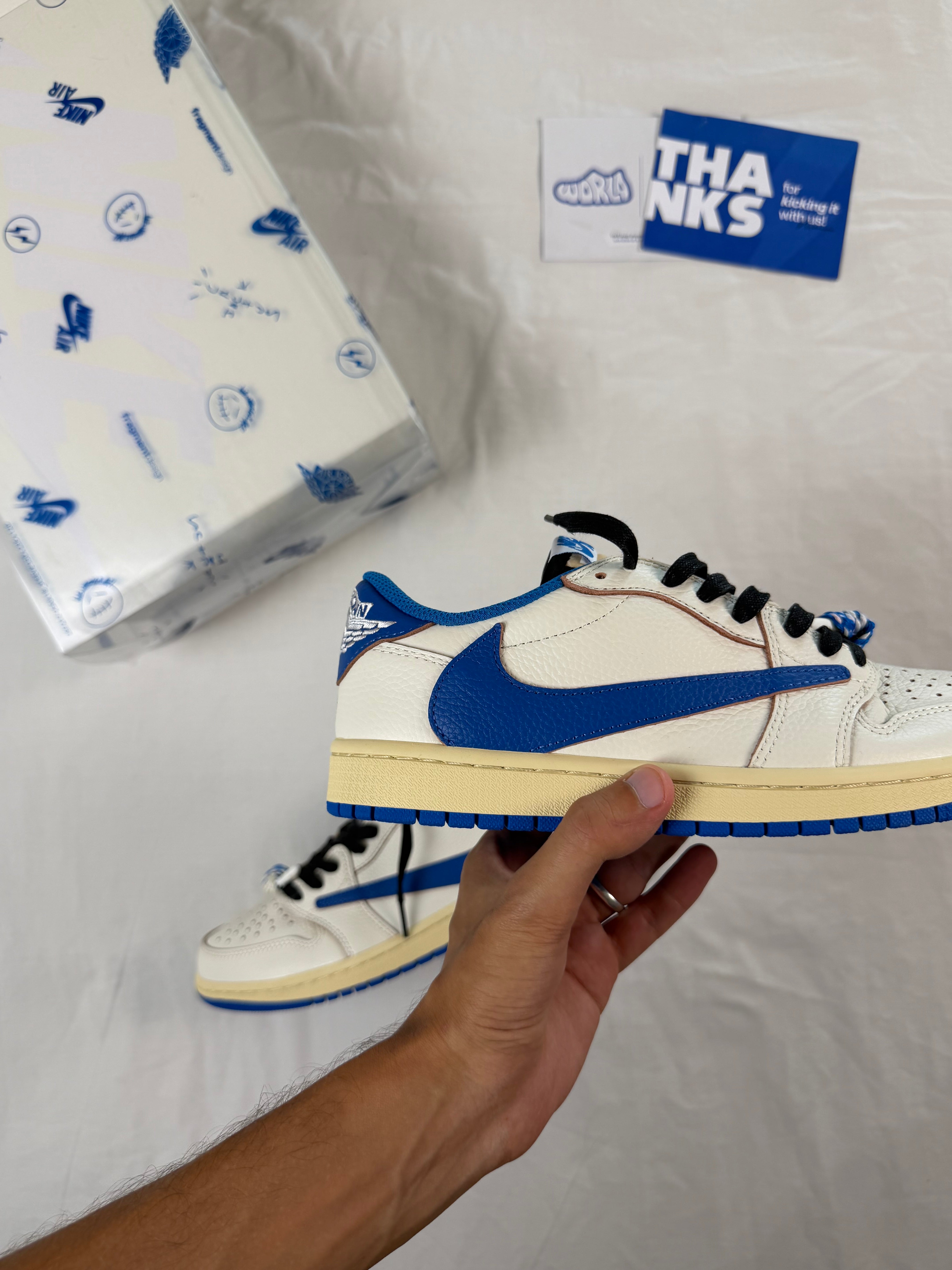 Fragment Design x Travis Scott x Jordan 1 Low OG SP 'Sail Military Blue'