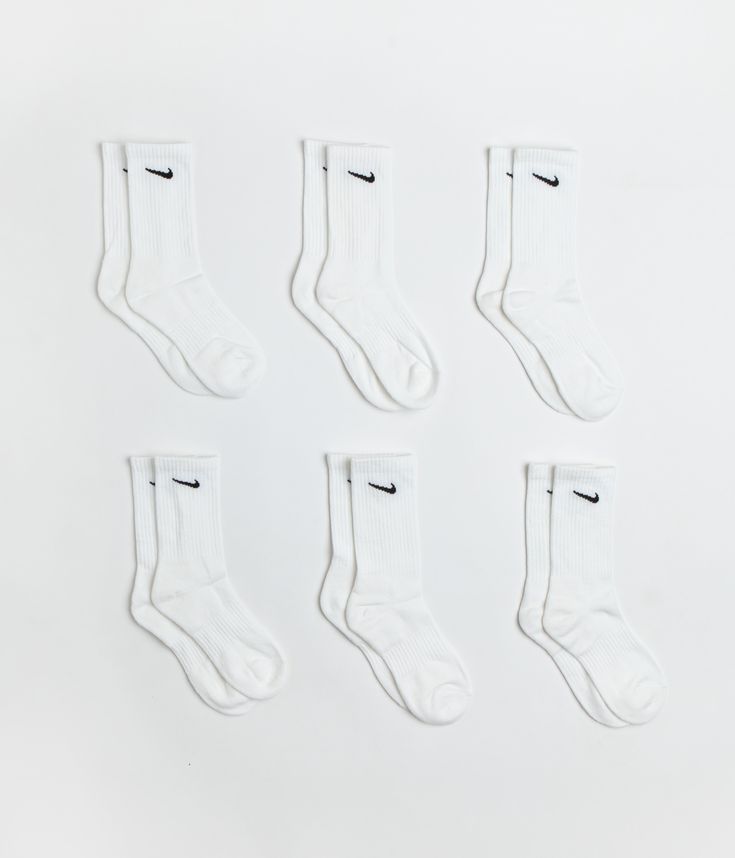 NIKE COTTON CUSHION CREW SOCK - 6 PACK White and Black