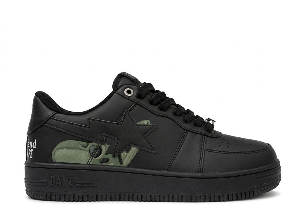 A Bathing Ape x Mastermind Bape Sta Low Shark Pack “Black”